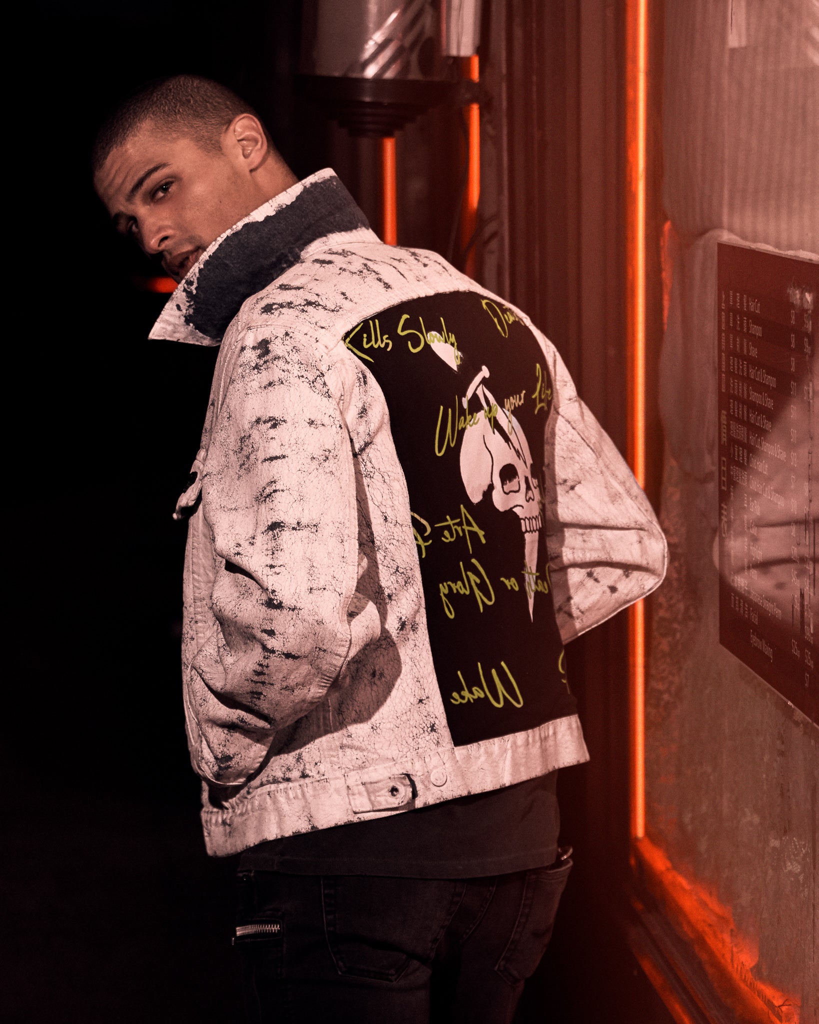 Skull Dagger Painted Denim Jacket - edhardyoriginals