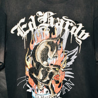 edhardyoriginals S / VTG BLACK Panther Cropped Mens Boxy Tee