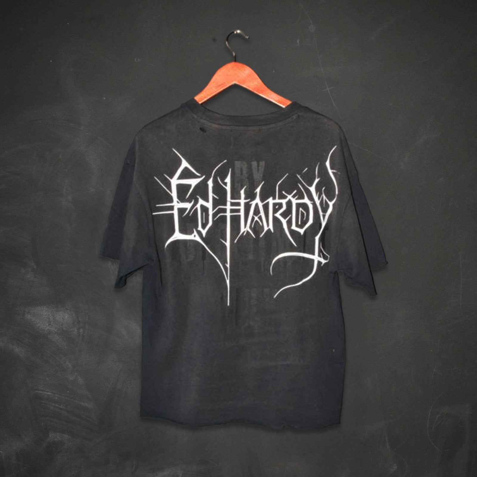edhardyoriginals S / VTG BLACK Cross Cropped Mens Boxy Tee