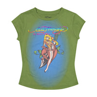 edhardyoriginals S / Army Green Dagger Girl Cap Sleeve Tee