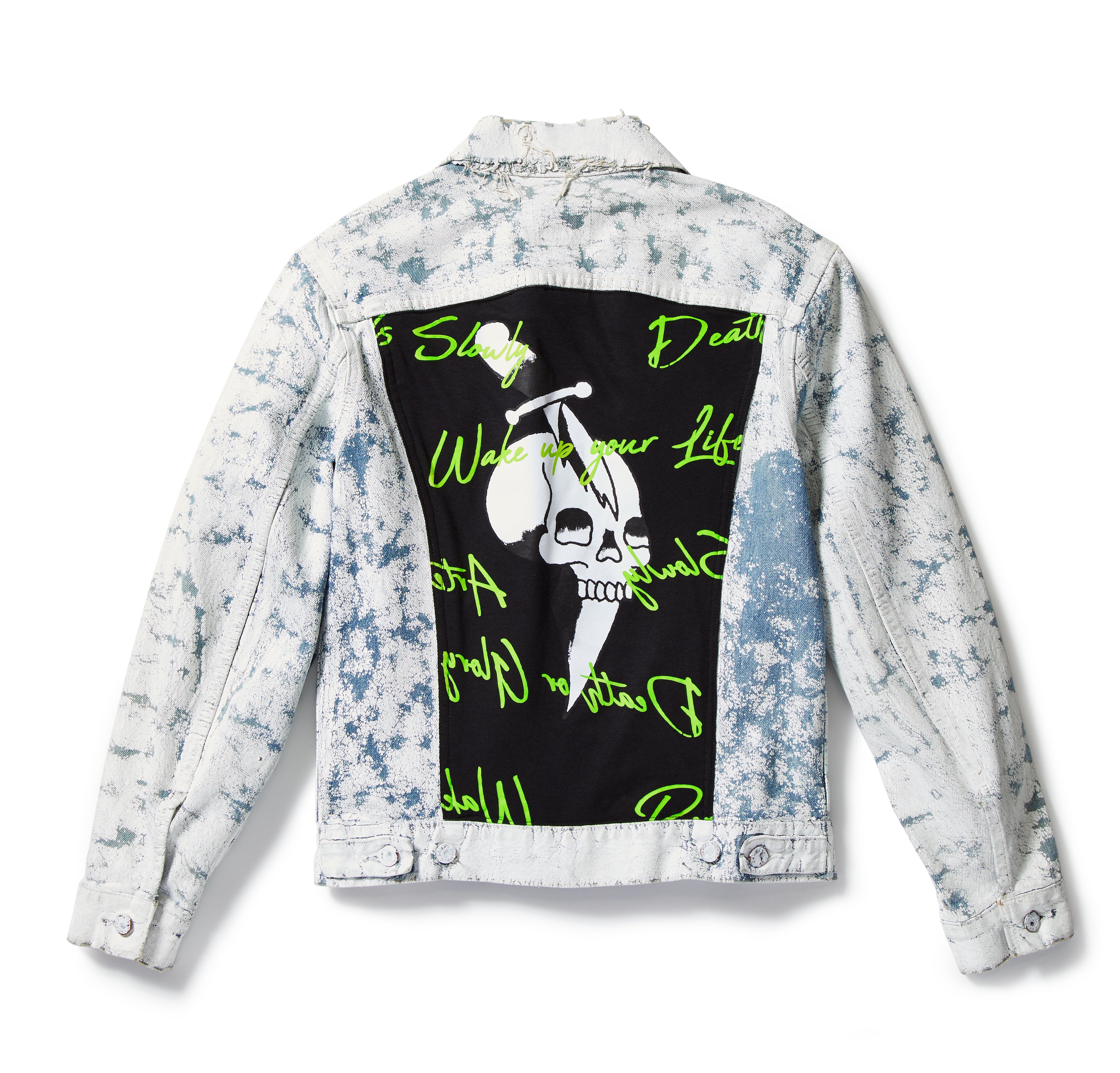 edhardyoriginals S / White Skull Dagger Painted Denim Jacket