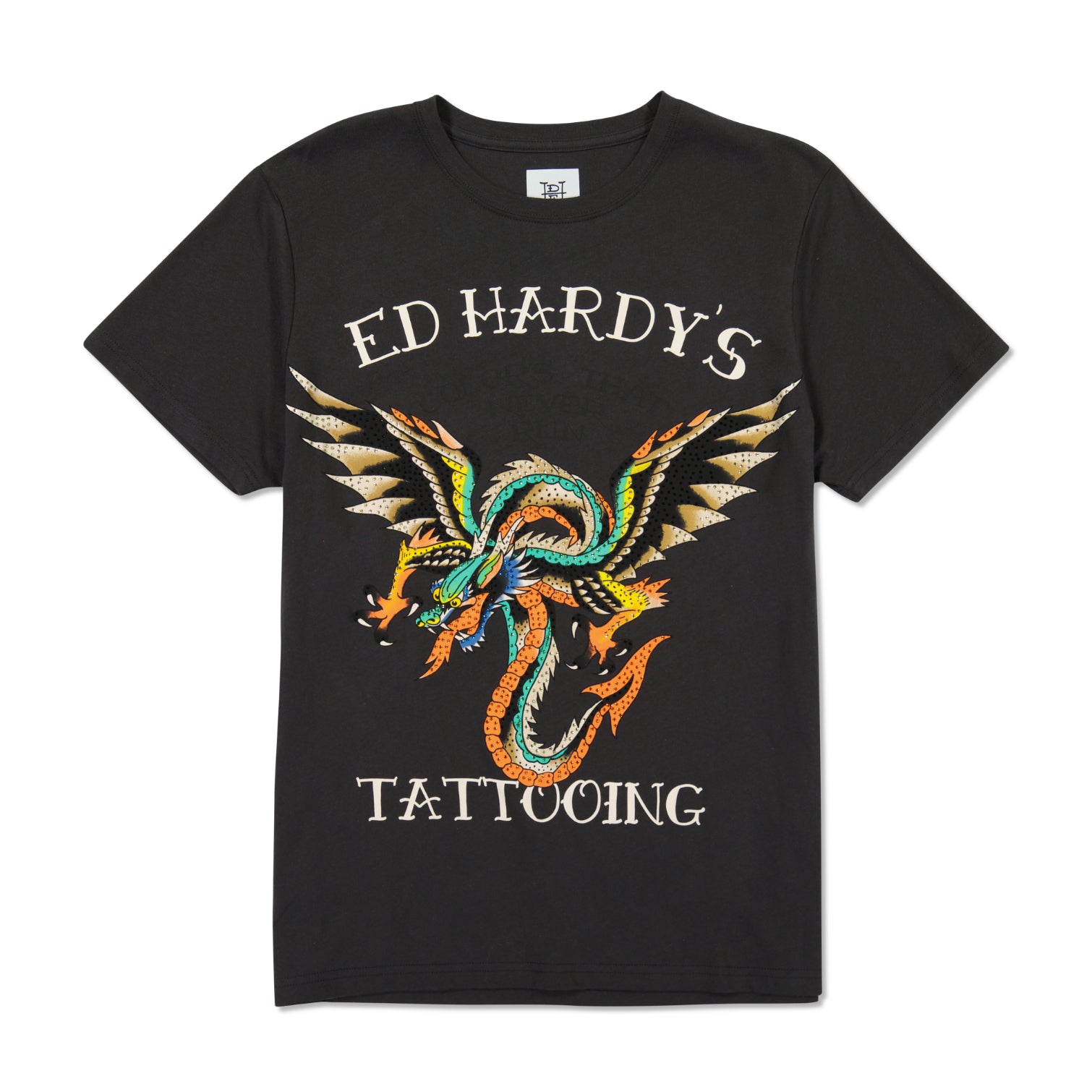 edhardyoriginals S / Faded Black Rhinestone Dragon Wings