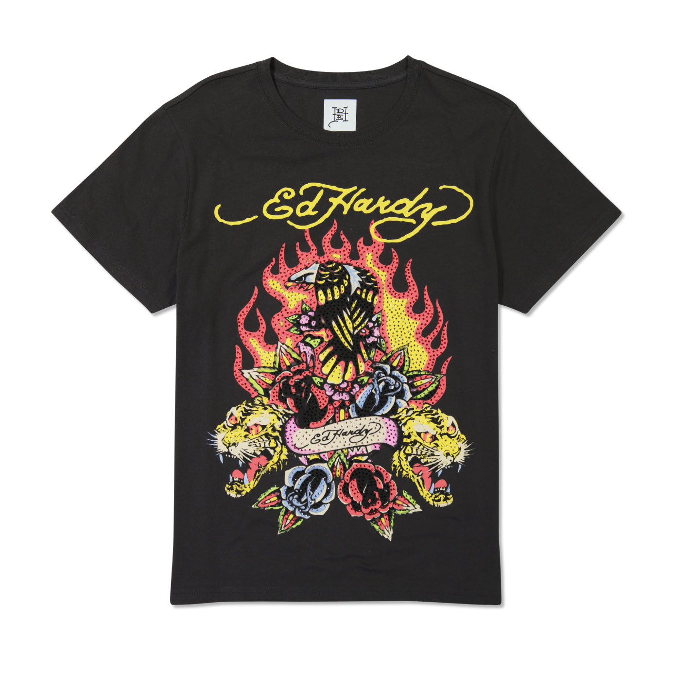 edhardyoriginals S / Faded Black Rhinestone Fire Bird