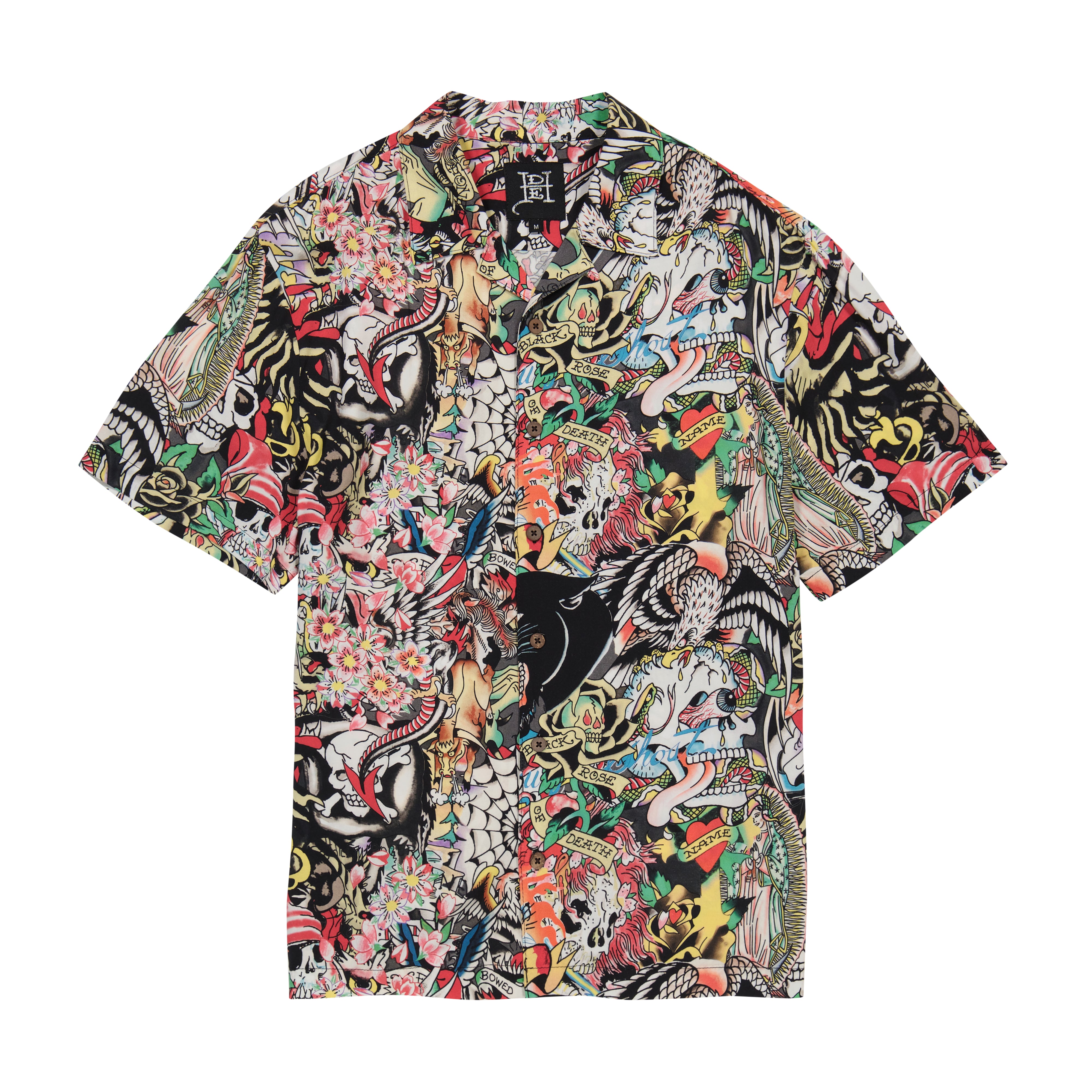 edhardyoriginals S / MULTI Tattoo Collage Camp Shirt