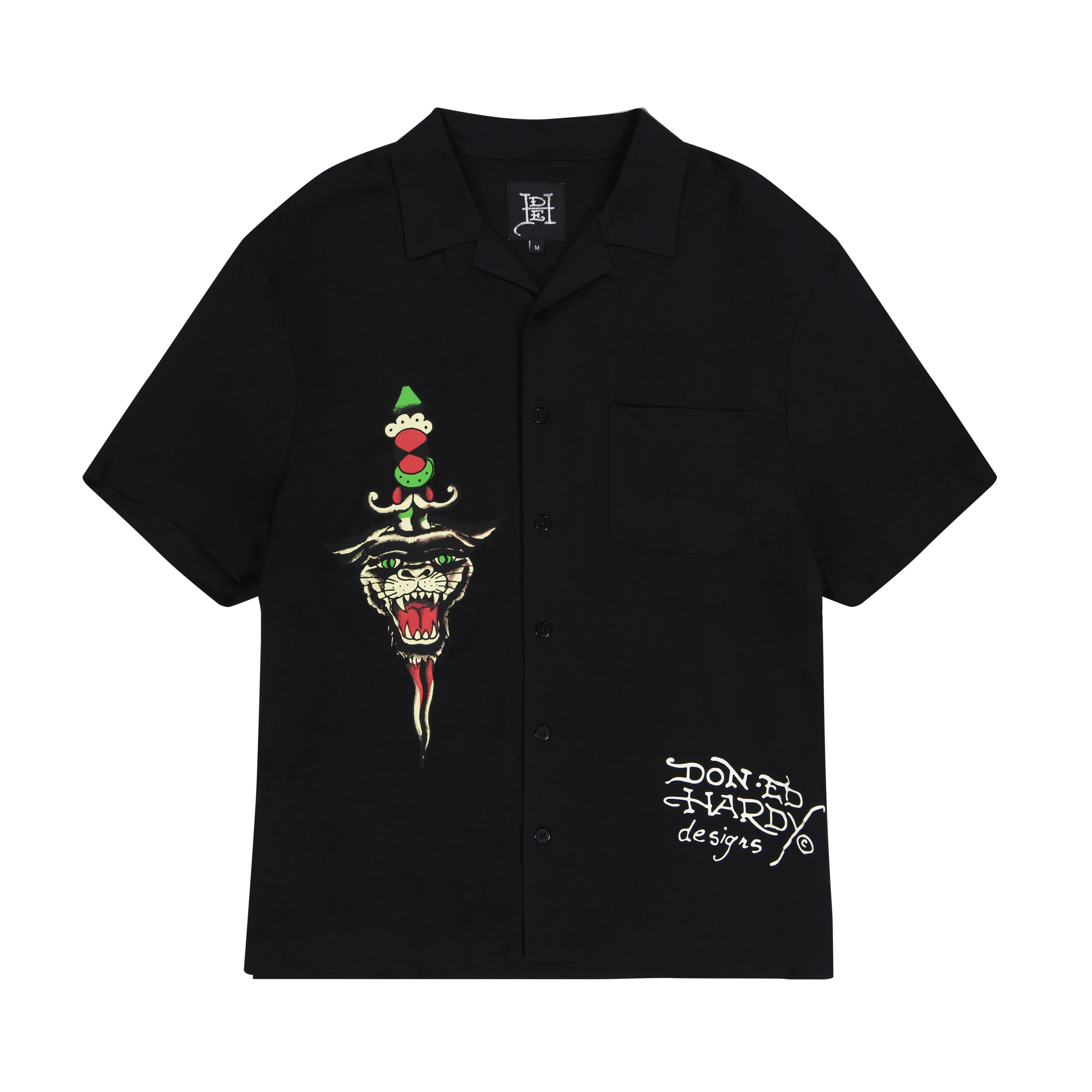 edhardyoriginals S / BLACK LKS Skull Mens Camp Shirts