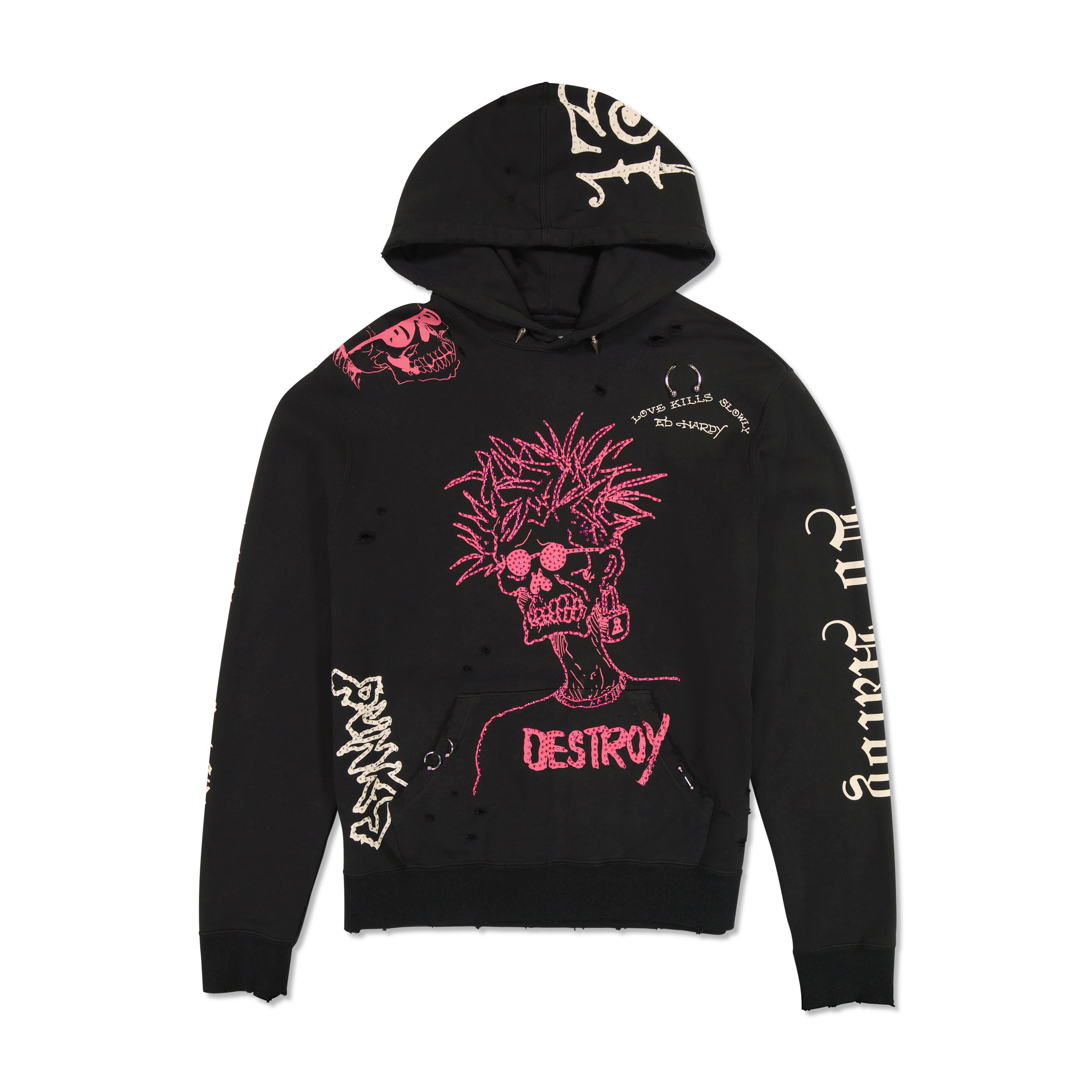 edhardyoriginals S / Black DESTROY SKELE HOODIE