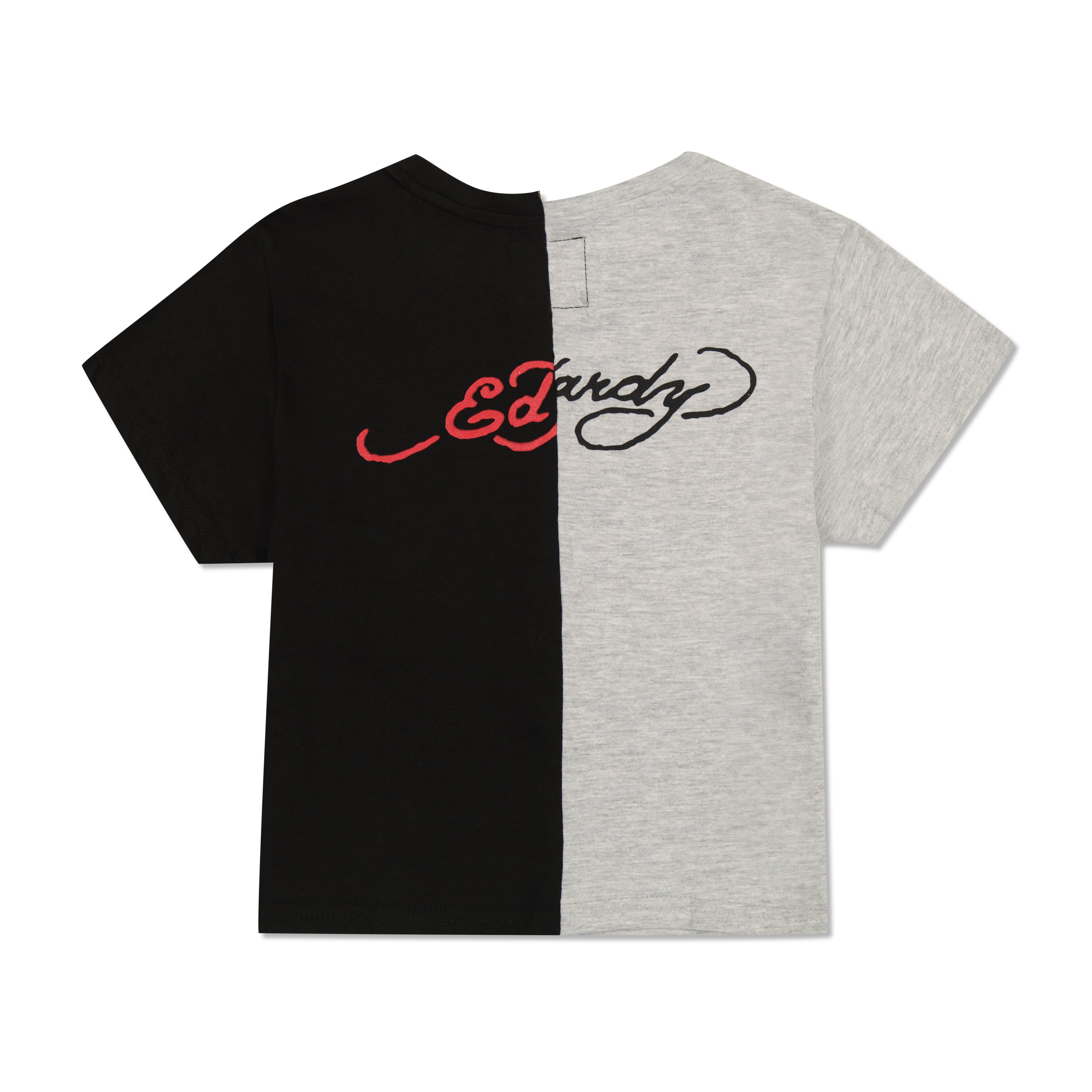 One of a Kind Split Baby Tee - Grey/Black