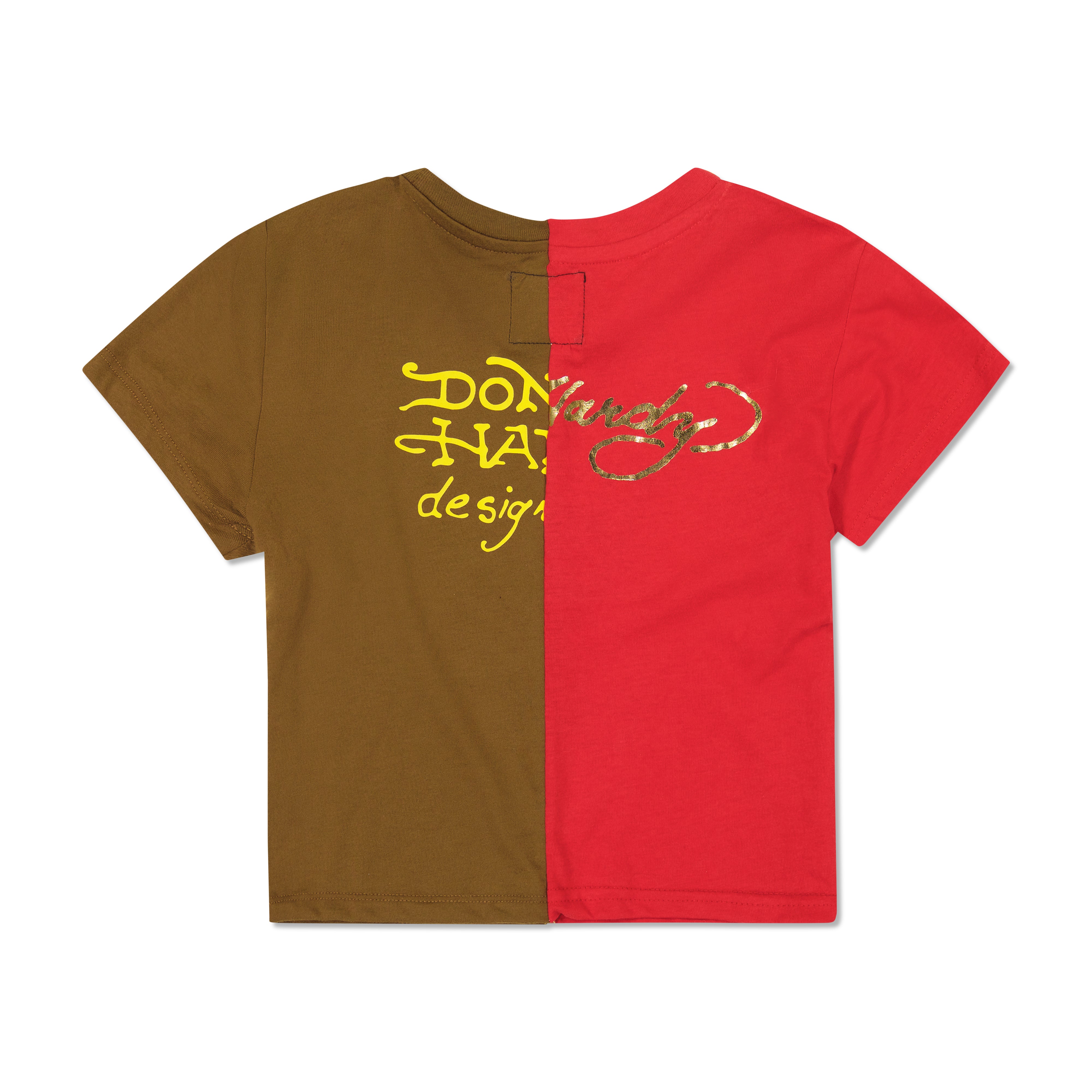 One of a Kind Split Baby Tee - Red/Brown