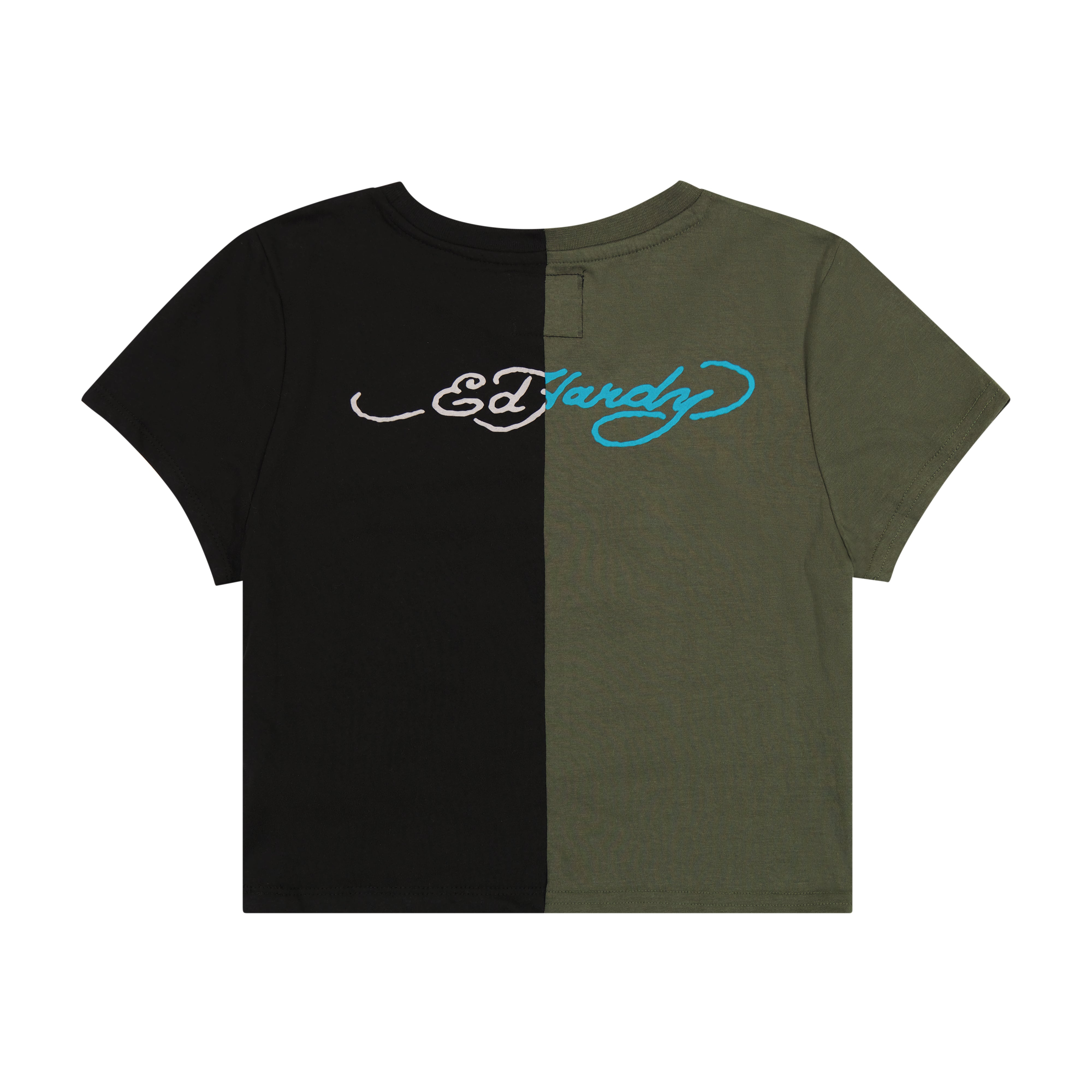One of a Kind Split Baby Tee - Olive/Black