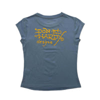 edhardyoriginals XS / POWDER BLUE Flower Skulls Cap Sleeve Fitted Tee