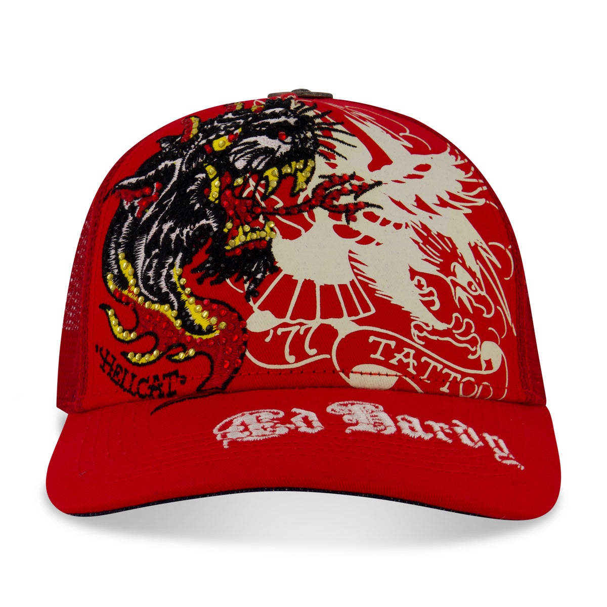 ❤️Ed Hardy Blue Cap with Panther and Rose Embroidery- $70 or $60 w/offer ED HARDY Rhinestone Panther Trucker Hat EHH0001-2RS - Shiekh main image 3