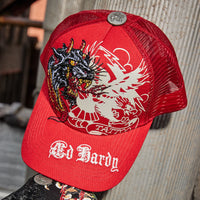 edhardyoriginals O/S / Red Embroidered Eagle Panther Hat