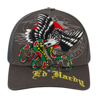 edhardyoriginals OS / VTG GREY Eagle Snake Trucker Hat