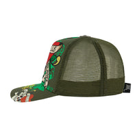 LKS Skull Rhinestone Trucker Hat - Olive