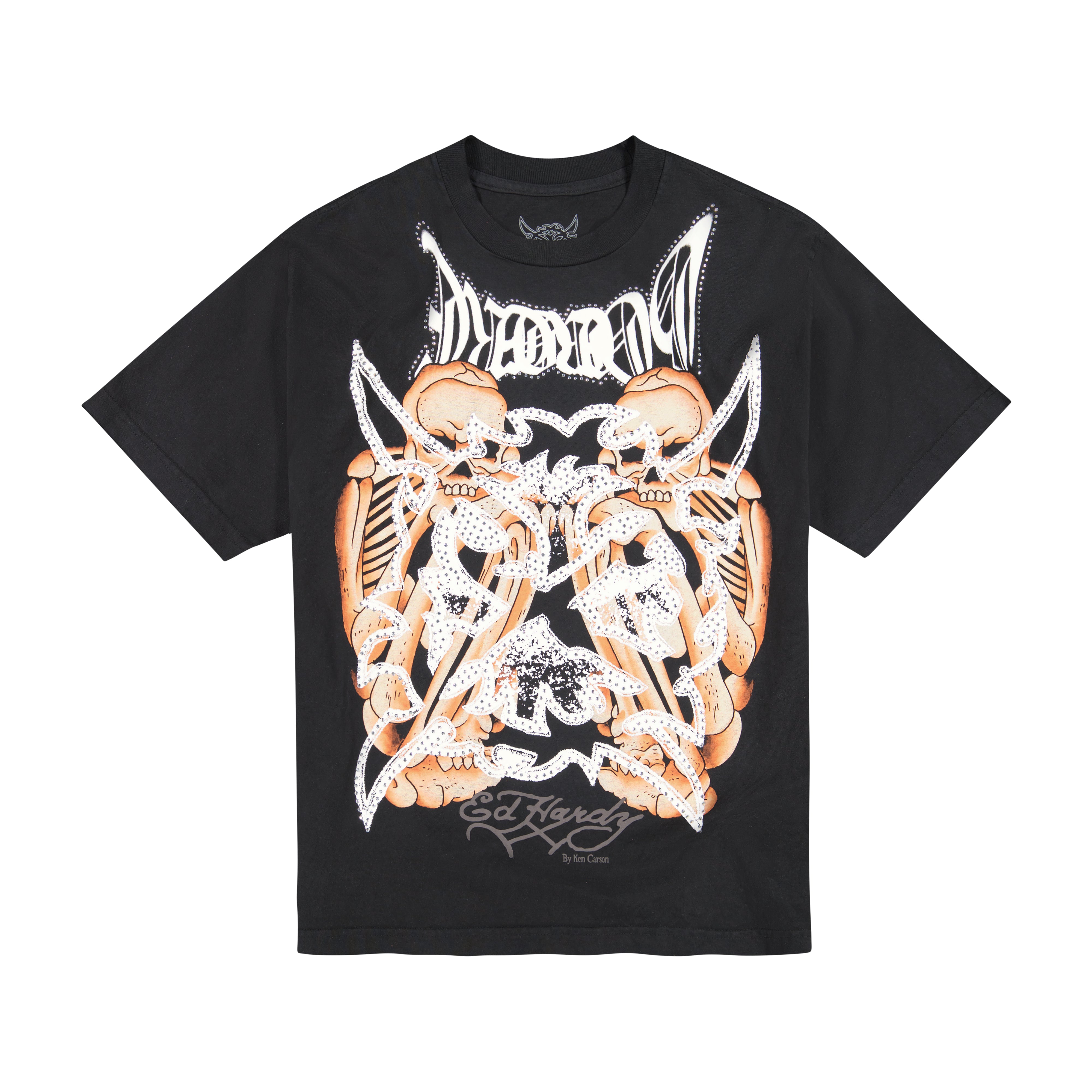 edhardyoriginals S / Black Hardcore Mens Rhinestone Ss Tee