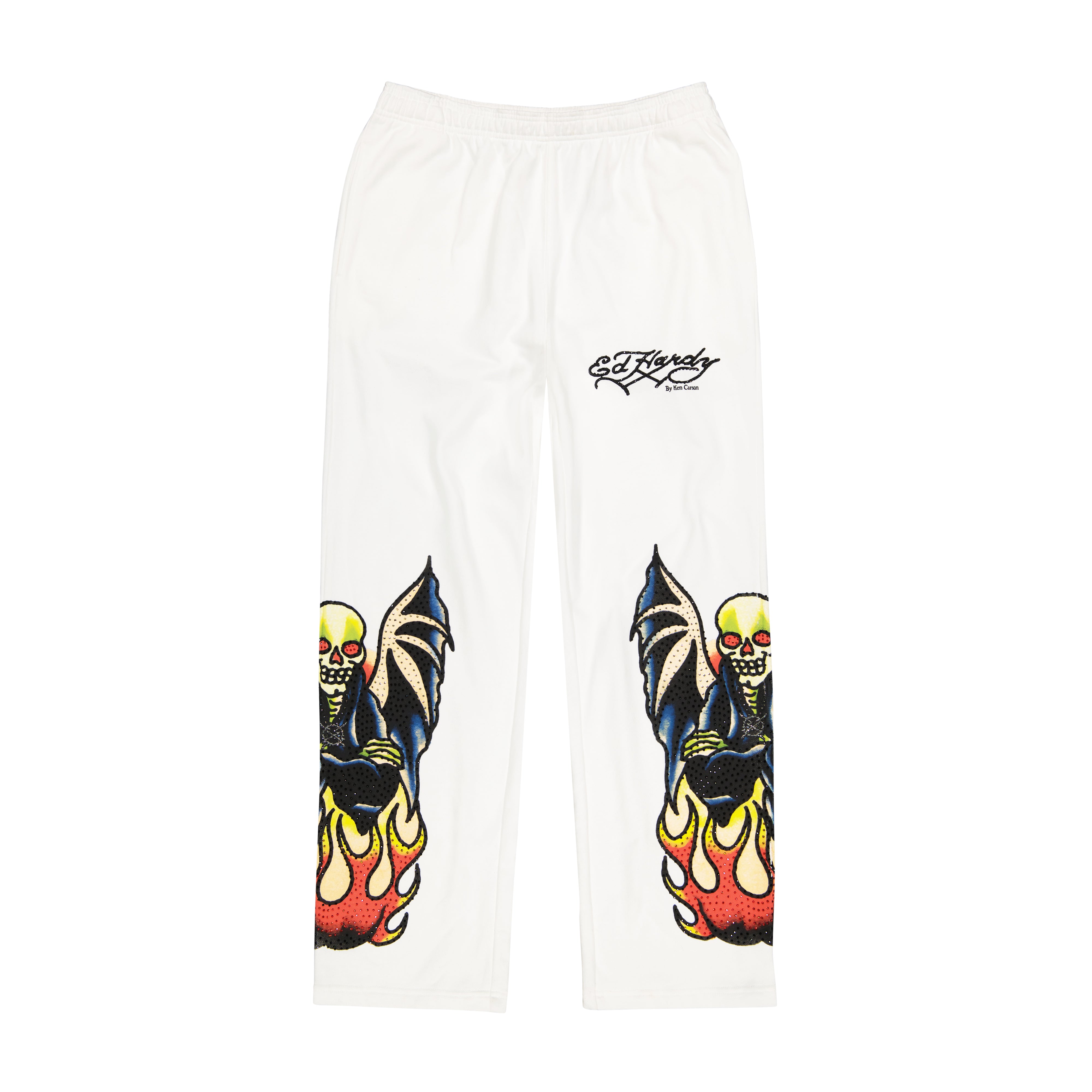 edhardyoriginals S / White Xman Mens Rhinestone Baggy Sweatpant White