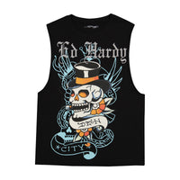 edhardyoriginals S / BLACK Skull Tophat Mens Cut Off Tee