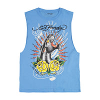 edhardyoriginals S / POWDER BLUE Panther Roses Cut Off Tee