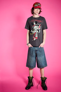 edhardyoriginals S / CHARCOAL Wolf Head Throwback Rhinestone Tee