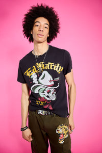 edhardyoriginals S / BLACK Cowboy Skull Throwback Rhinestone Tee