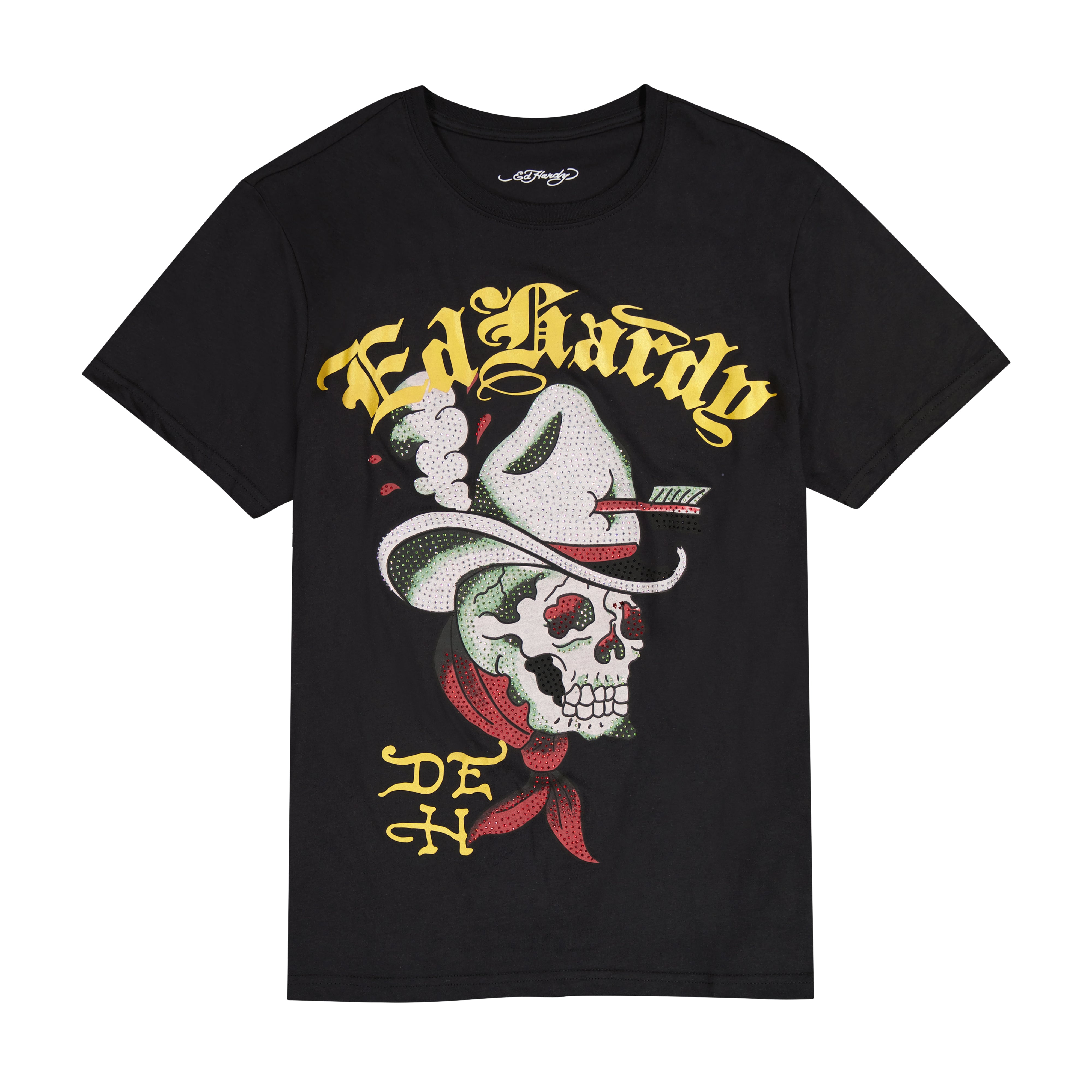 edhardyoriginals S / BLACK Cowboy Skull Throwback Rhinestone Tee