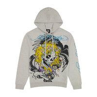 edhardyoriginals S / HEATHER GREY Yellow Hair Skull Heather Grey Pullover Hoodie