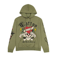 edhardyoriginals S / Light Olive LKS Skull Hoodie - Light Olive
