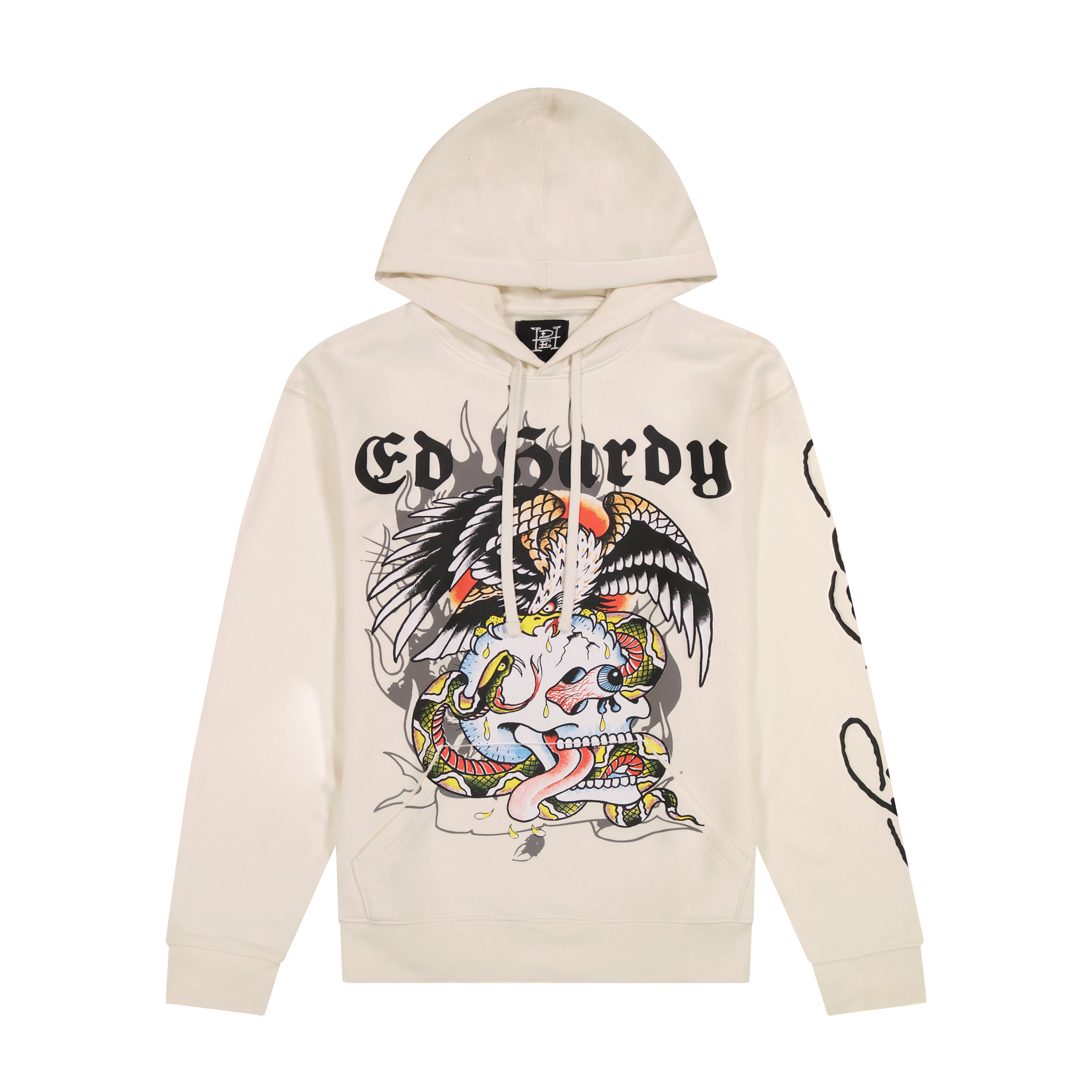 edhardyoriginals S / Ivory Battle Skull Mens Hoodie