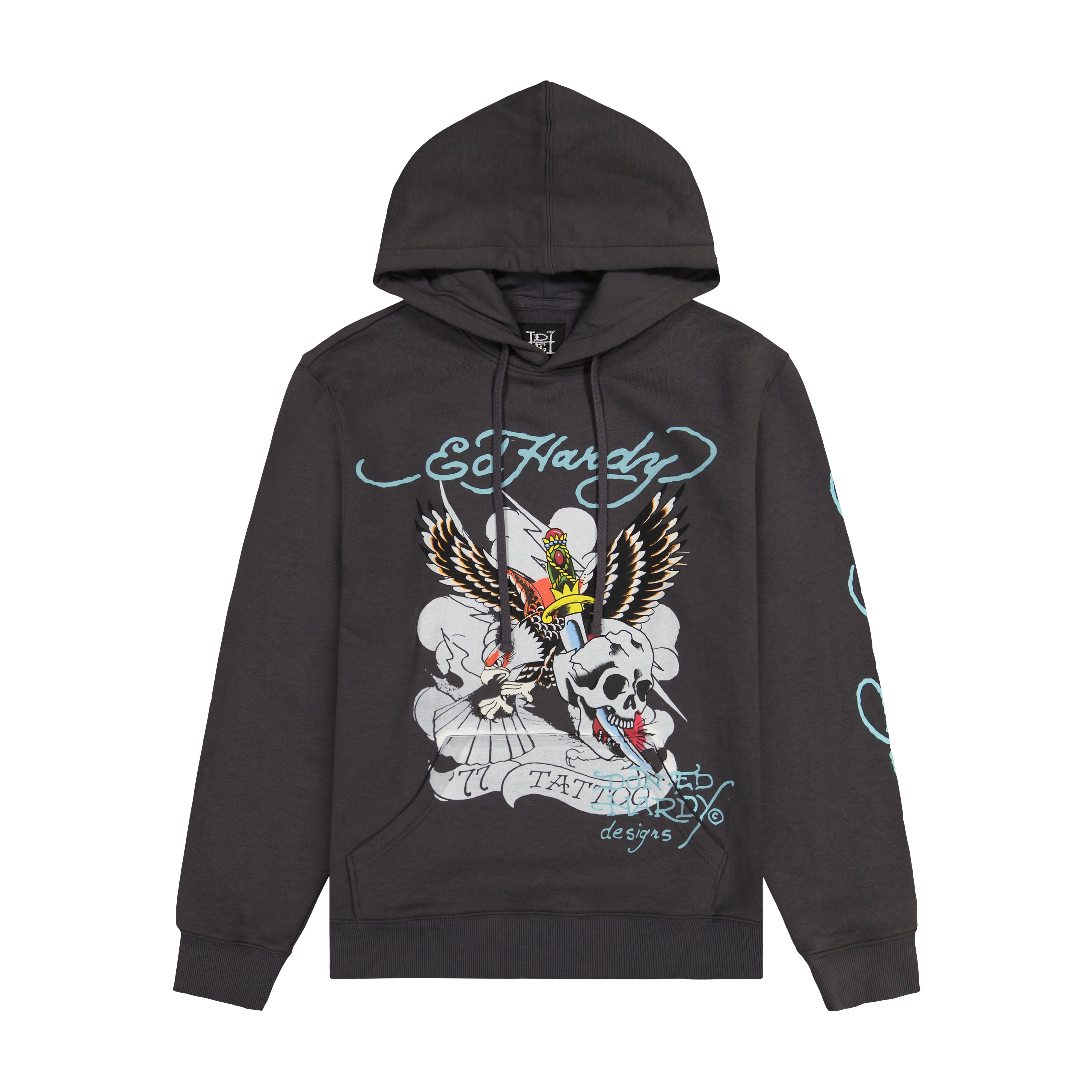 edhardyoriginals S / CHARCOAL 77 Eagle Fleece Pullover Hoodie