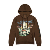edhardyoriginals S / Cocoa Bulldog Zip Front Hoodie