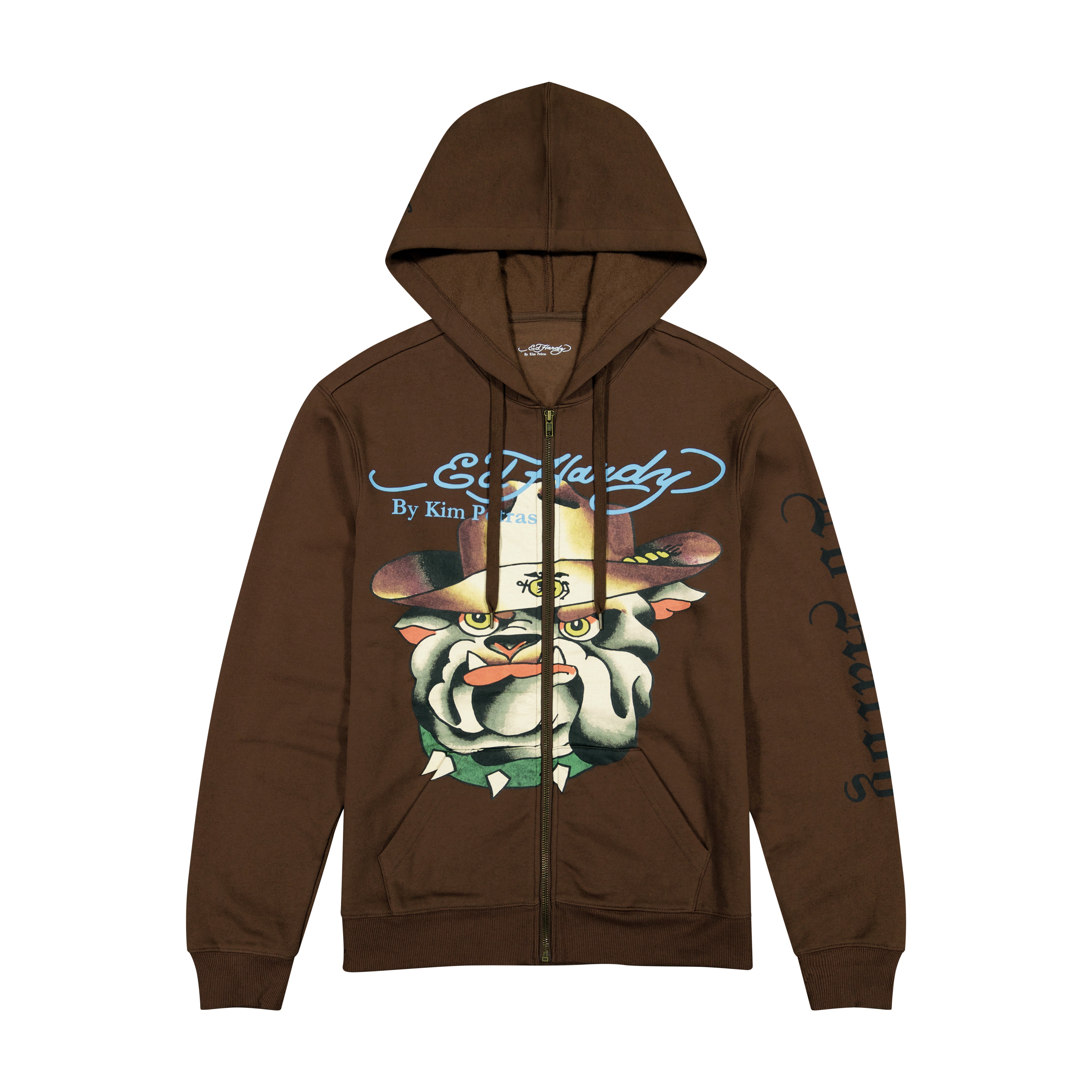 edhardyoriginals S / Cocoa Bulldog Zip Front Hoodie