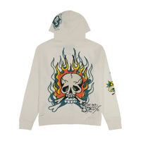 edhardyoriginals S / IVORY Flame Skull Hoodie - Ivory
