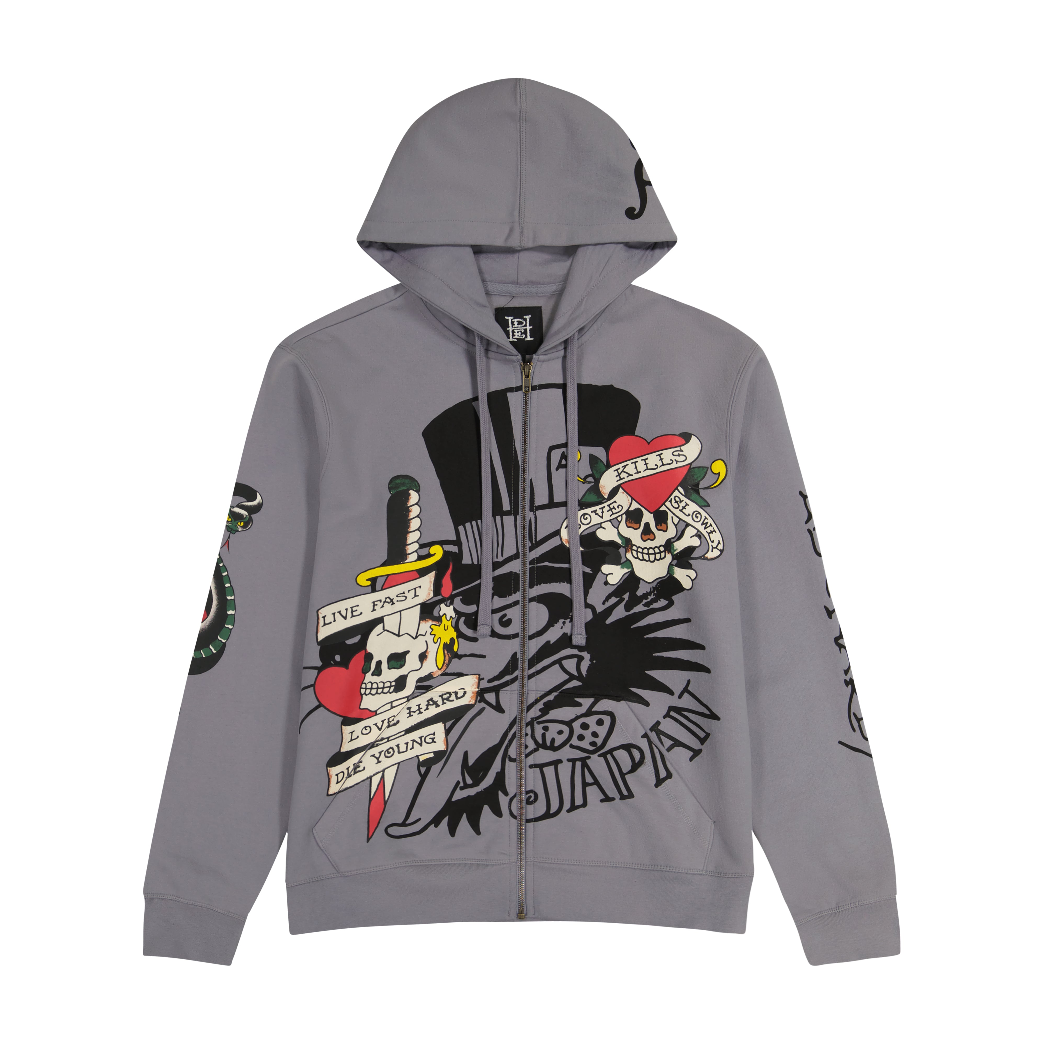 edhardyoriginals S / LIGHT GREY LKS Skull Hoodie - Light Grey