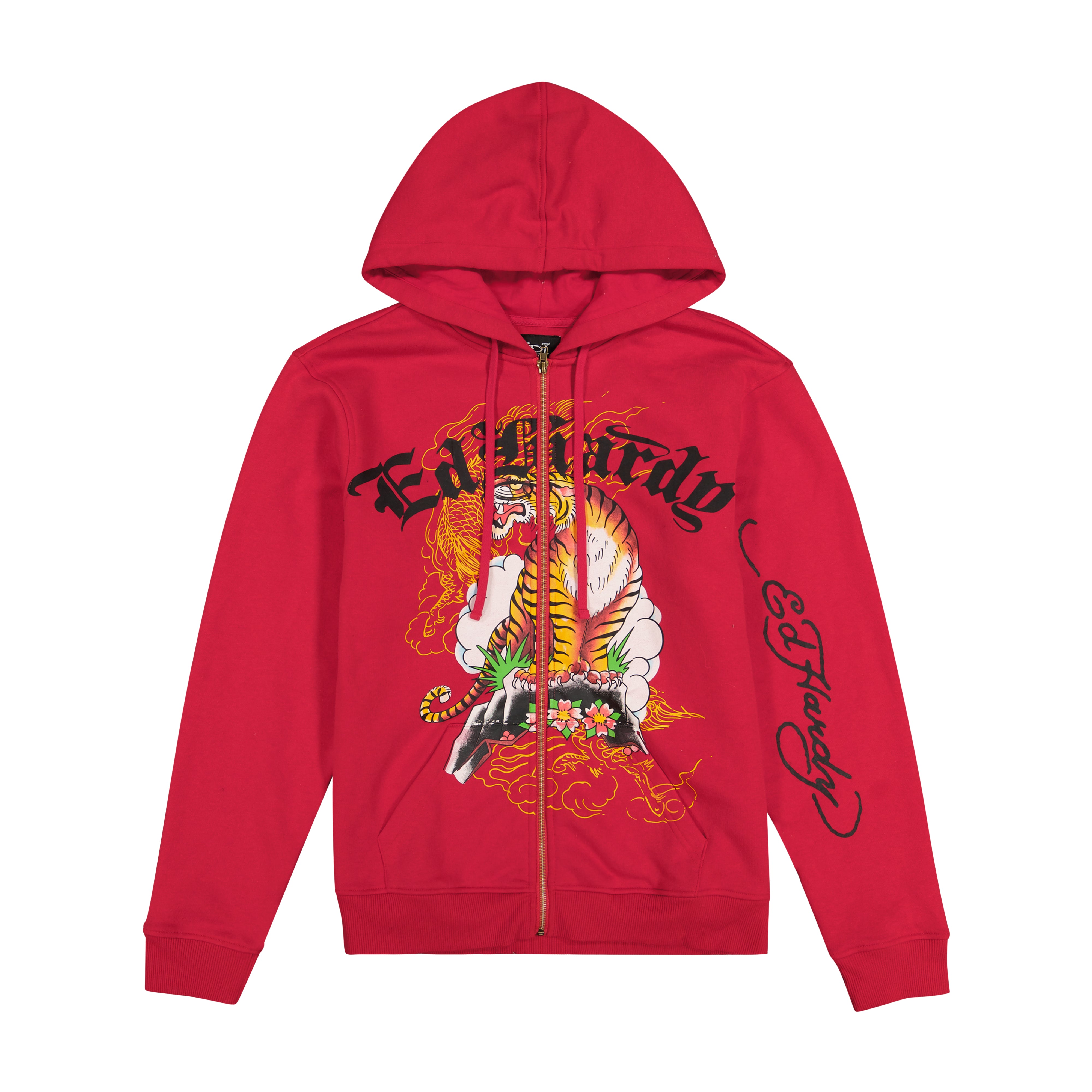 edhardyoriginals S / RED Tiger Mountain Zip Front Hoodie