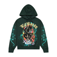 Fire Panther Rhinestone Boxy Fleece Hoodie