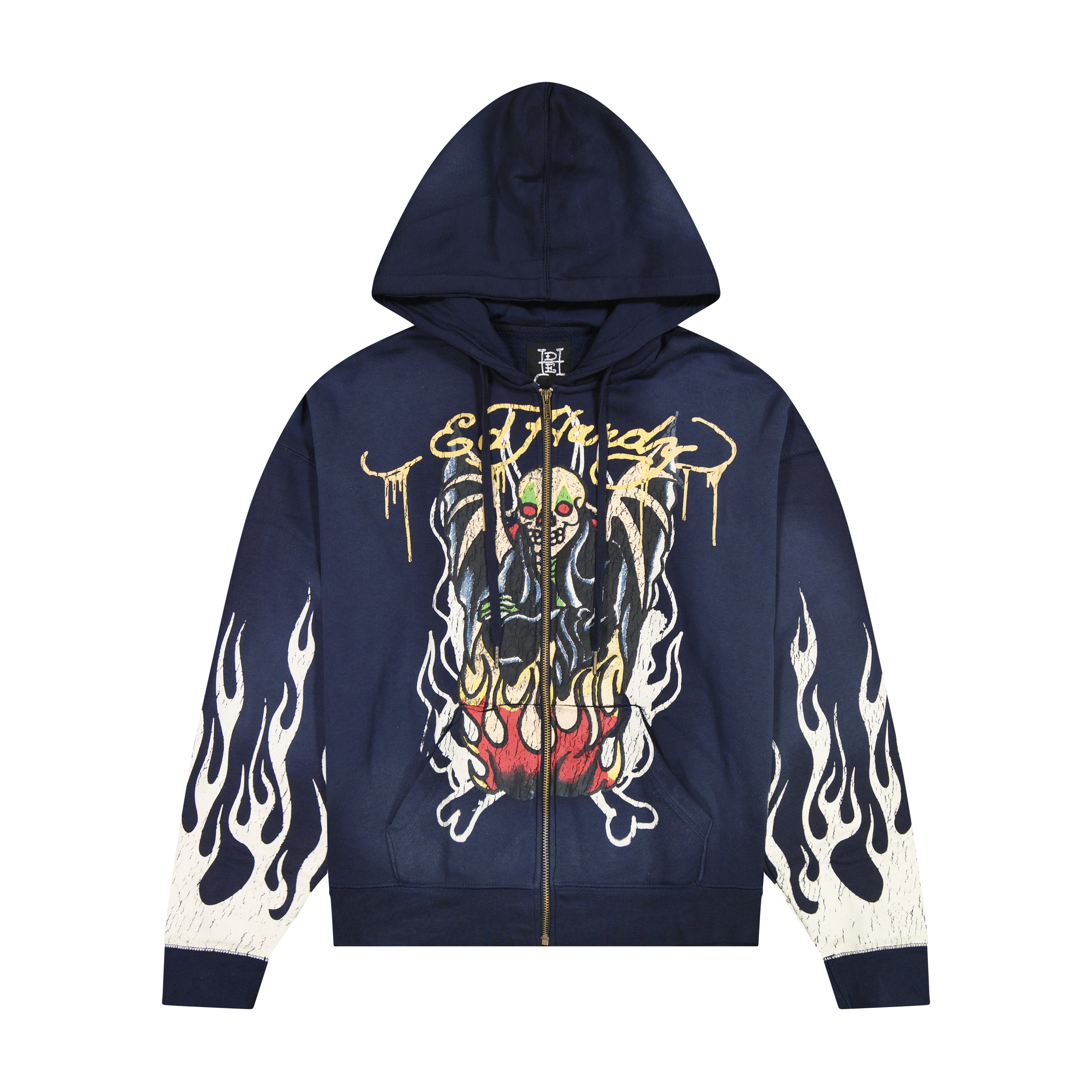 Fire Lord Boxy Zip Hoodie - Sunfade Navy