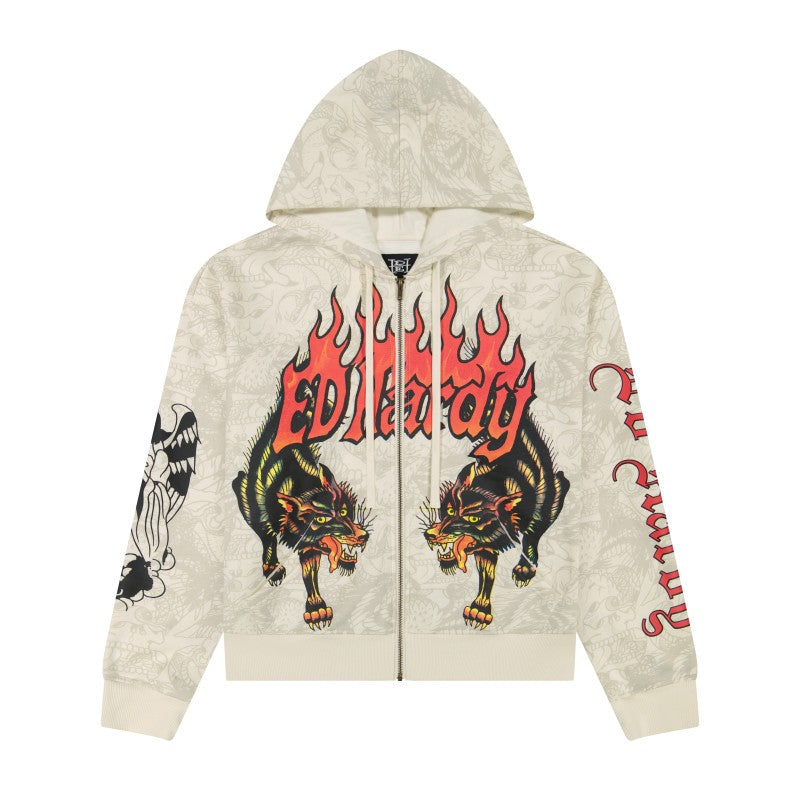 Wolves Boxy Zip Hoodie, Ivory