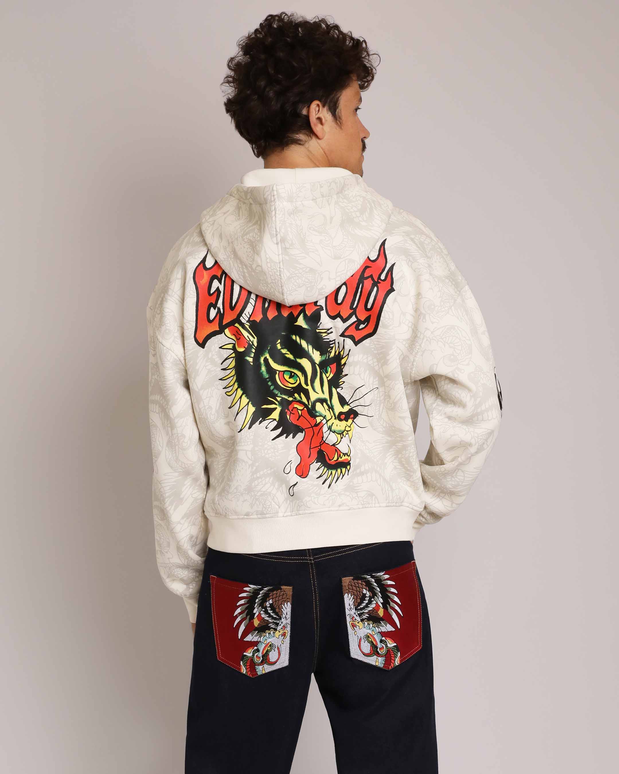 Wolves Boxy Zip Hoodie, Ivory