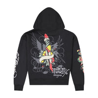 edhardyoriginals S / BLACK Tiger Eagle Boxy Zip Hoodie