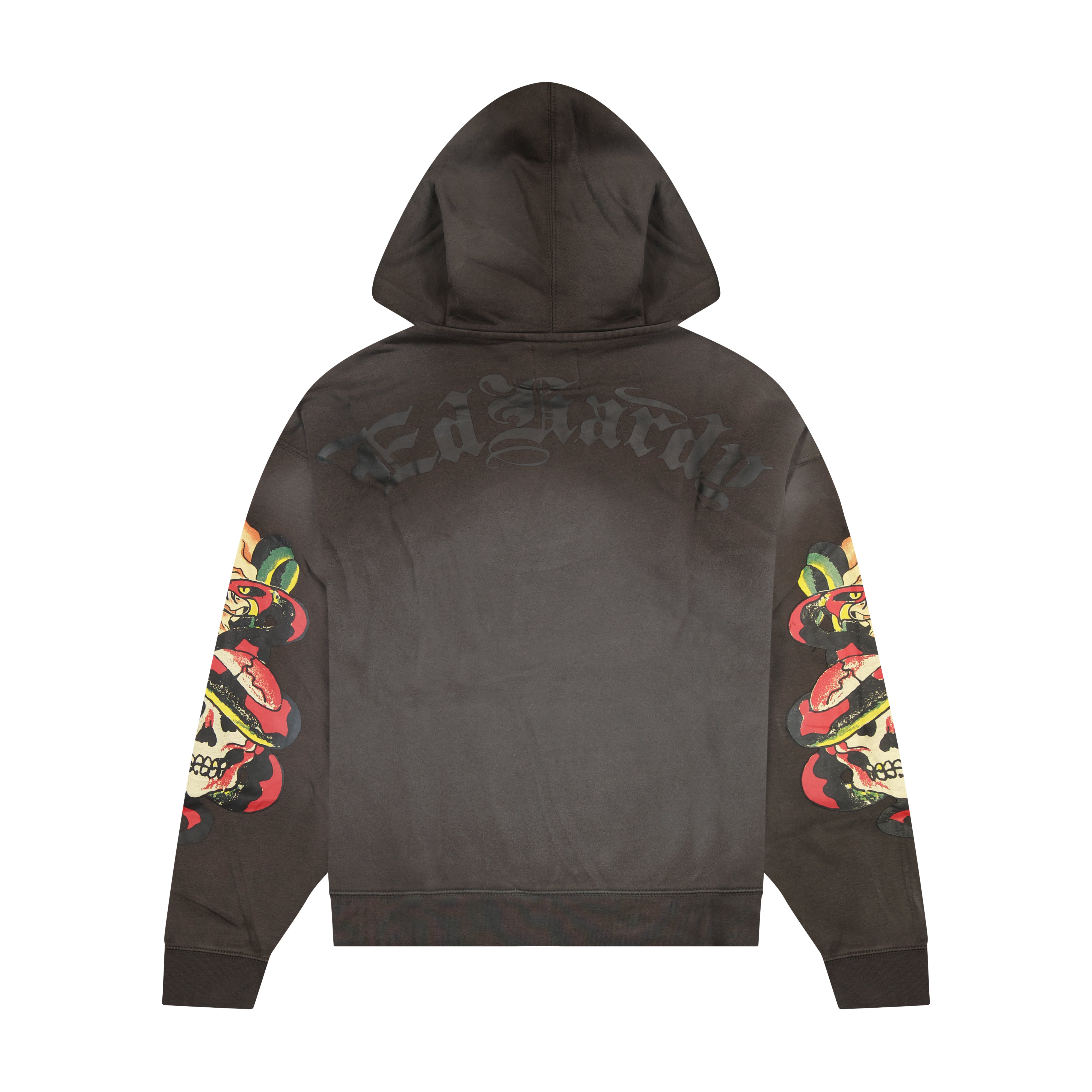 edhardyoriginals S / SUNFADE GREY Skulls Boxy Zip Hoodie