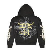 edhardyoriginals S / BLACK Dragon Skulls Boxy Zip Hoodie
