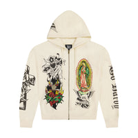 edhardyoriginals S / IVORY Mary Boxy Zip Hoodie