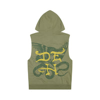 edhardyoriginals S / LT OLIVE Dagger Rose Fleece Cut Off Hoodie
