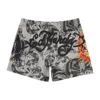 edhardyoriginals S / GREY Skull Panther Mens Mesh Short