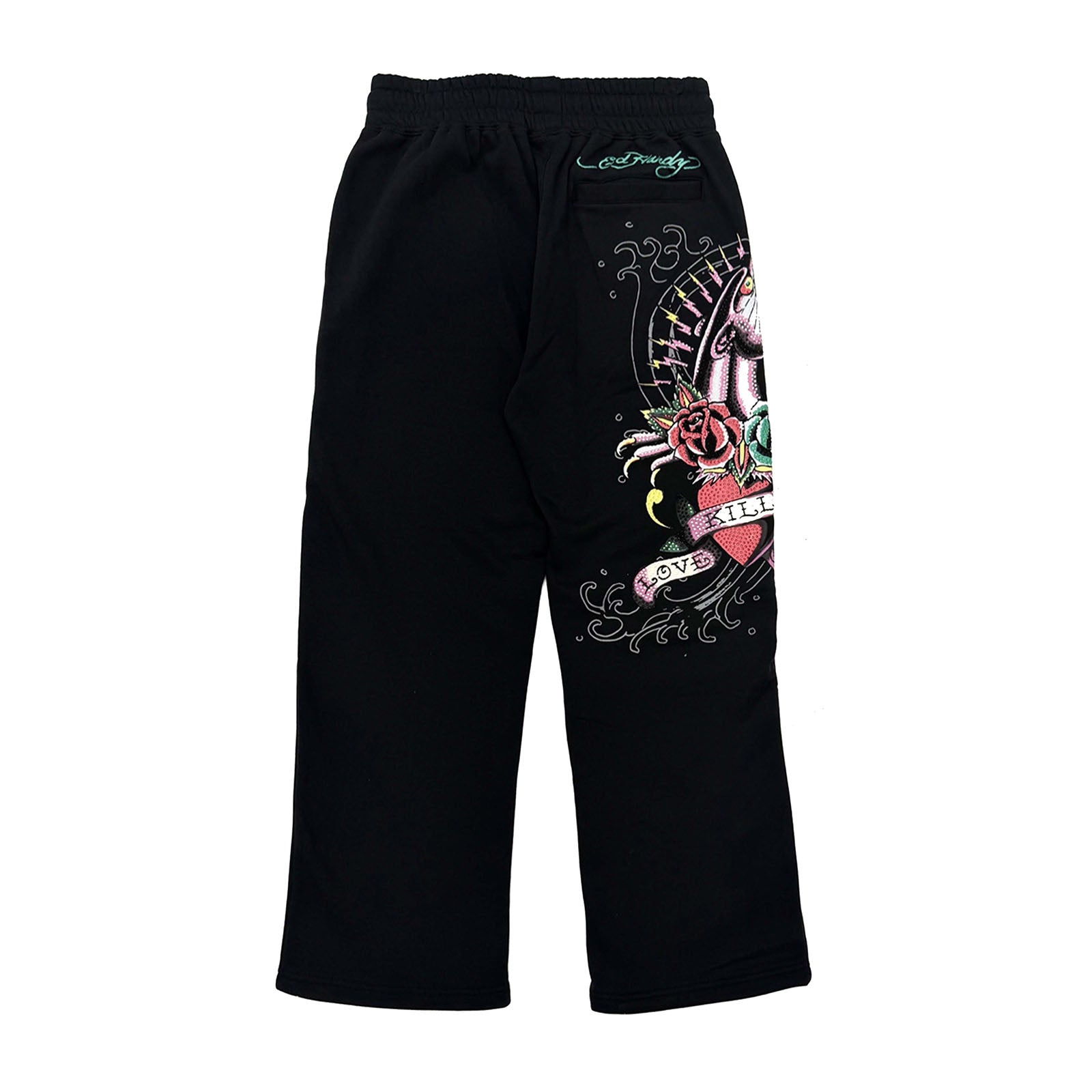 Panther Rose Rhinestone Baggy Sweatpants