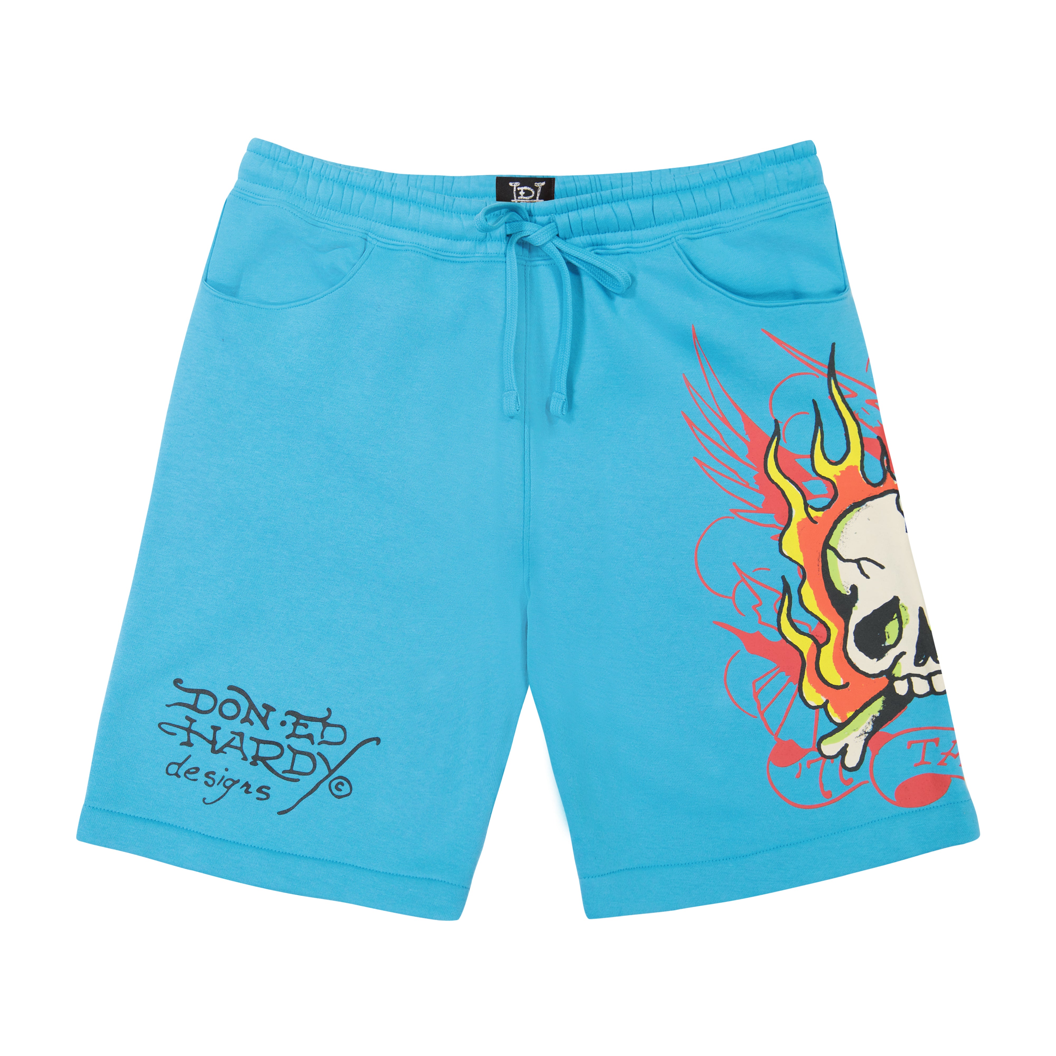 edhardyoriginals S / JEWEL Flame Skull Fleece Shorts