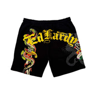edhardyoriginals S / BLACK Dagger Rose Fleece Short
