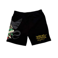 edhardyoriginals S / BLACK Dagger Rose Fleece Short