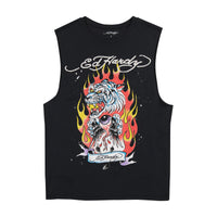 edhardyoriginals S / BLACK Fire Tiger Mens Cut Off Tee