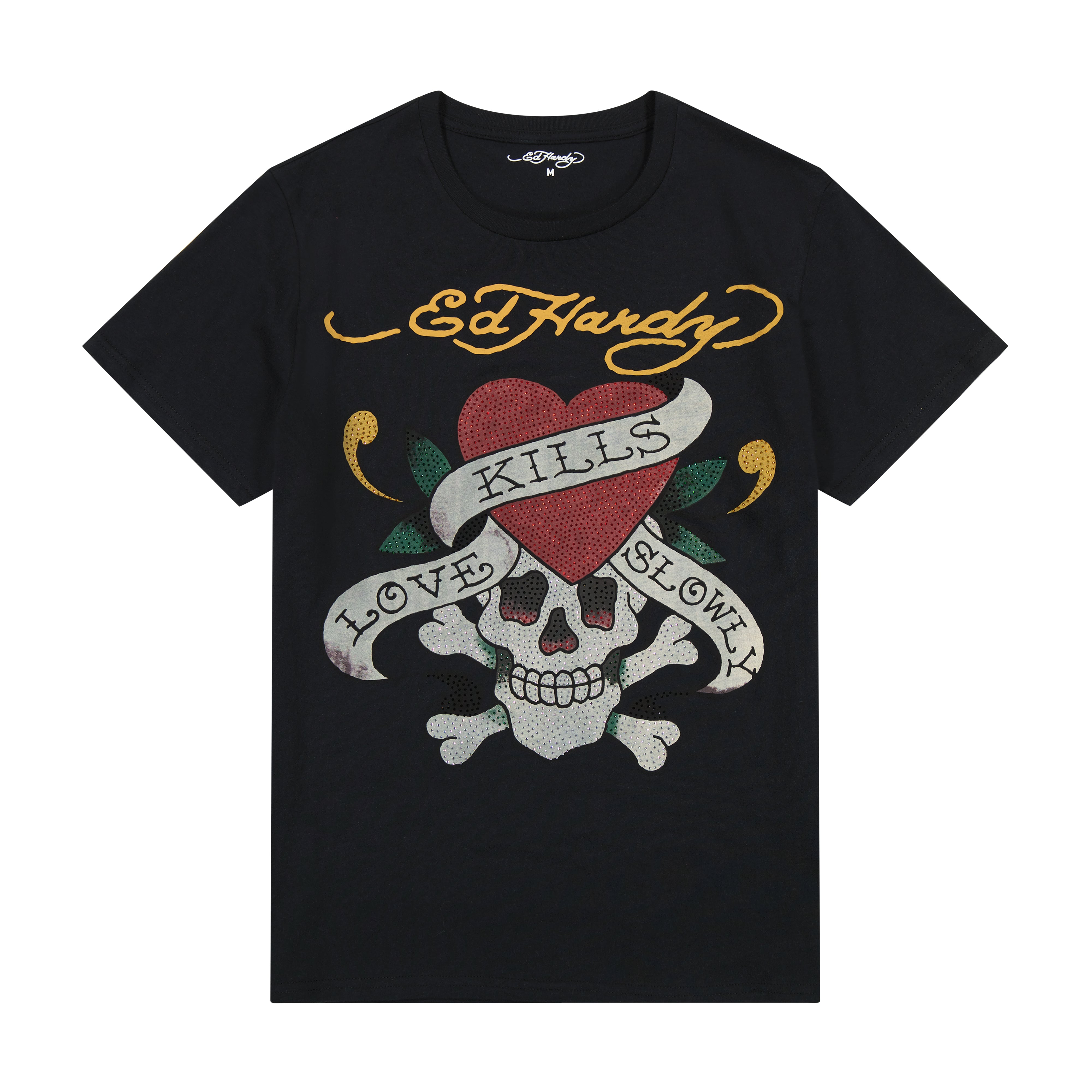 edhardyoriginals XS / Faded Black Rhinestone LKS Skull Tee